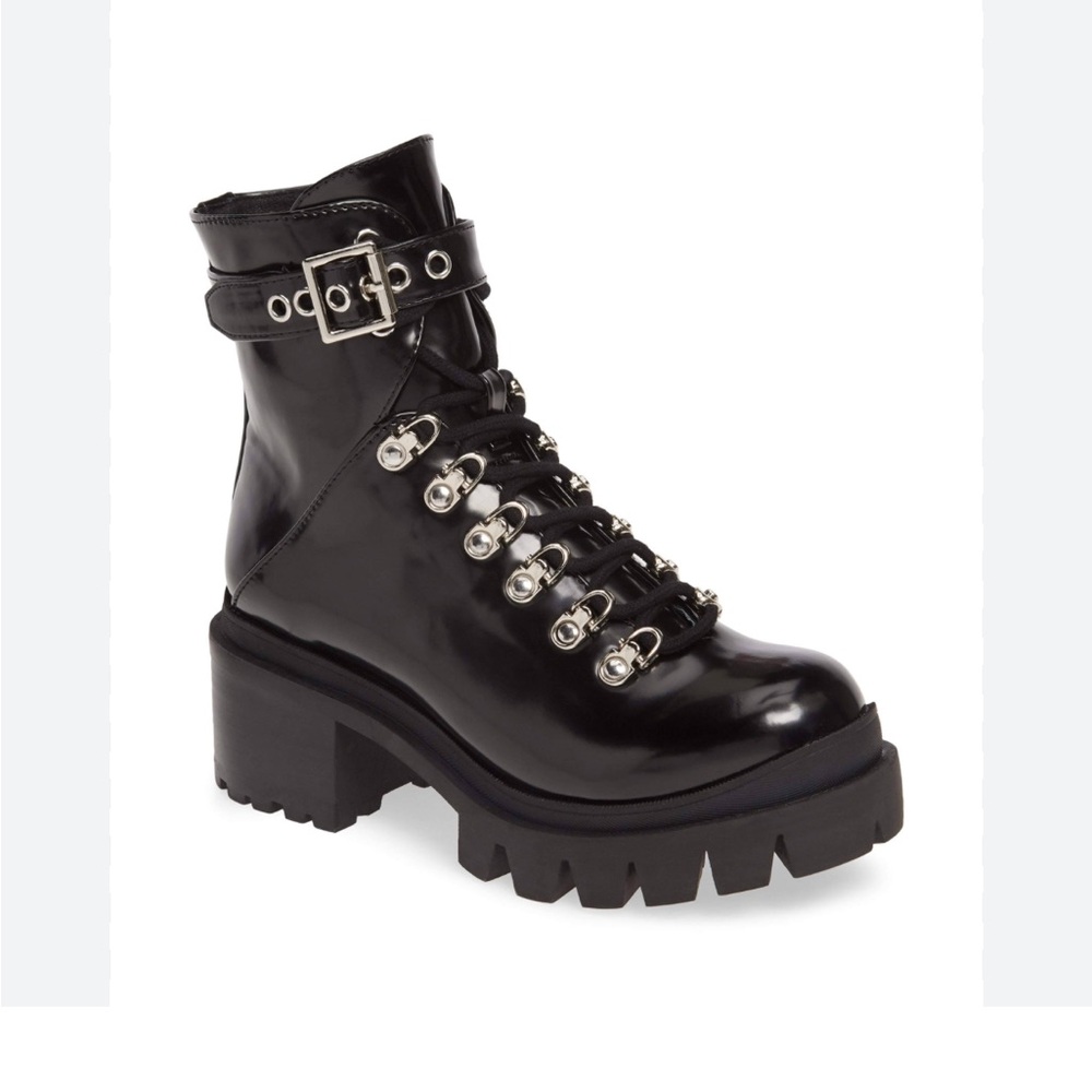 Jeffrey Campbell Black Patent Combat Boots